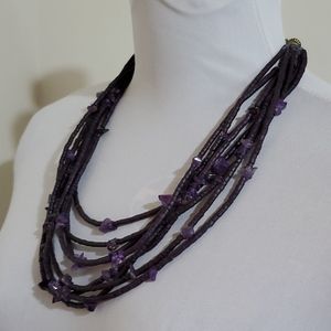 Coldwater Creek Purple Beaded Statement Necklace